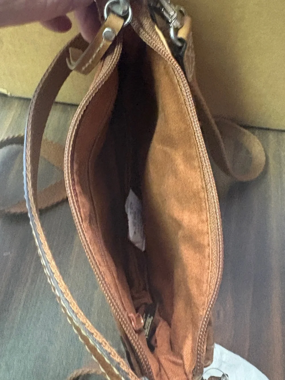 Fossil Lizette Brown Leather Crossbody Bag with Buckle Accent